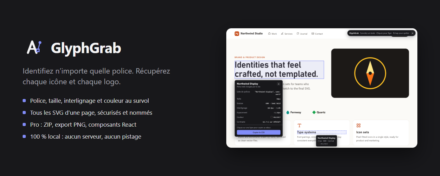 GlyphGrab : identifiez n'importe quelle police, récupérez toutes les icônes et tous les logos d'une page